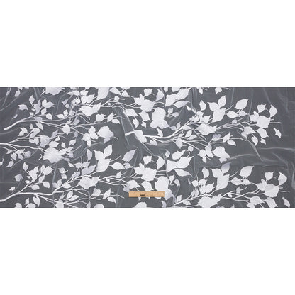 Magnolia White Leafy Branches Embroidered Tulle Lace - Drape
