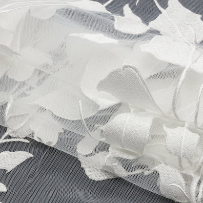 Embroidered Tulle Lace - Off White Leafy Branches - Magnolia Collection Full