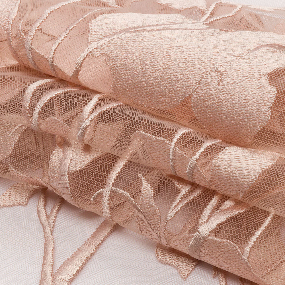 Embroidered Tulle Lace - Nude Leafy Branches - Magnolia Collection Full