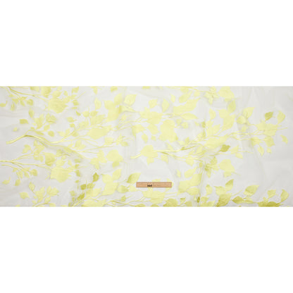 Magnolia Lemon Leafy Branches Embroidered Tulle Lace - Drape