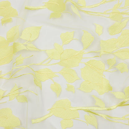 Magnolia Lemon Leafy Branches Embroidered Tulle Lace