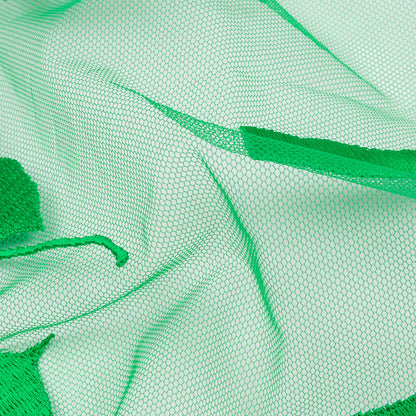 Magnolia Green Leafy Branches Embroidered Tulle Lace - Folded