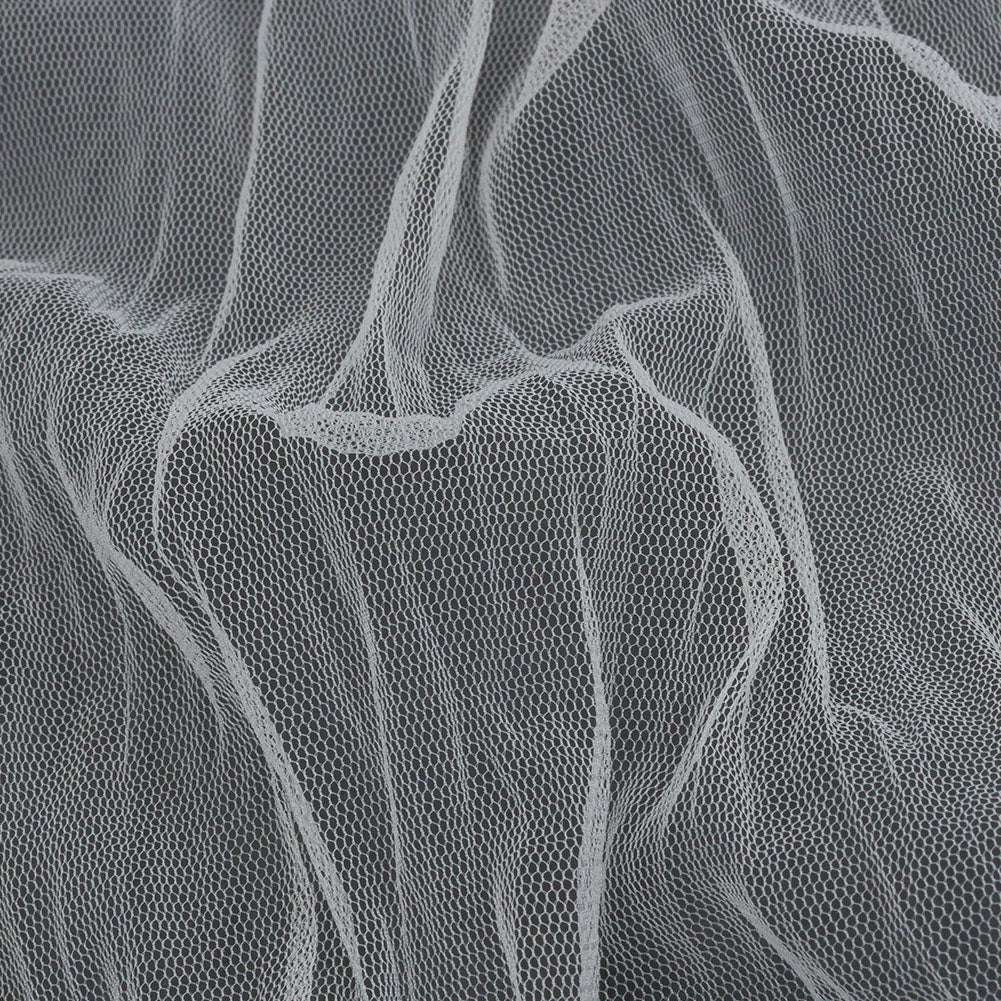 Poplar Ivory Crinkled Soft Polyester Tulle - Folded