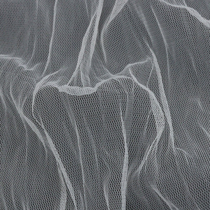 Poplar Ivory Crinkled Soft Polyester Tulle - Folded