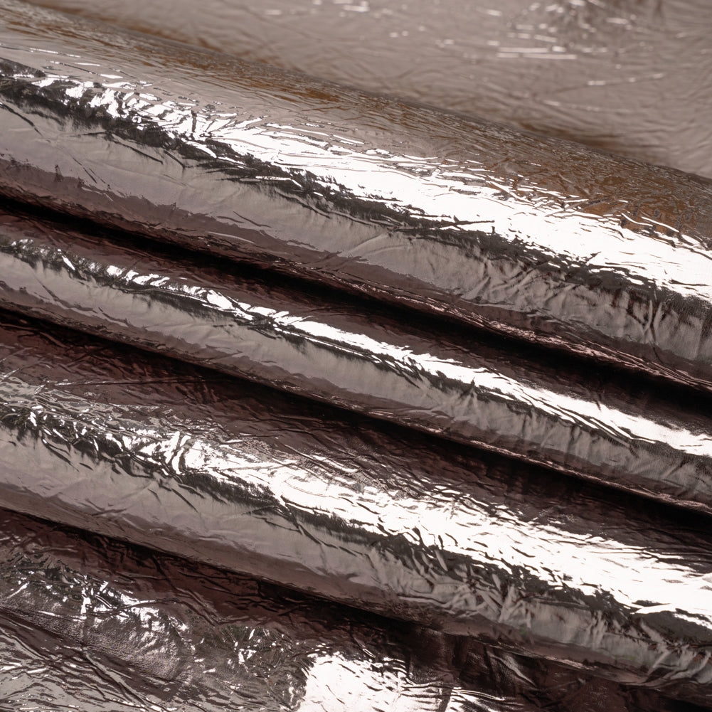 Ingot Pewter Crinkled Fabric-Backed Mirror Vinyl - Folded
