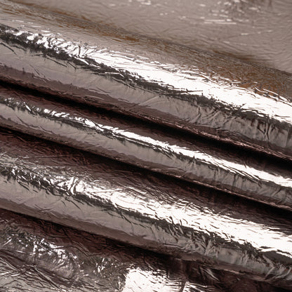 Ingot Pewter Crinkled Fabric-Backed Mirror Vinyl - Folded