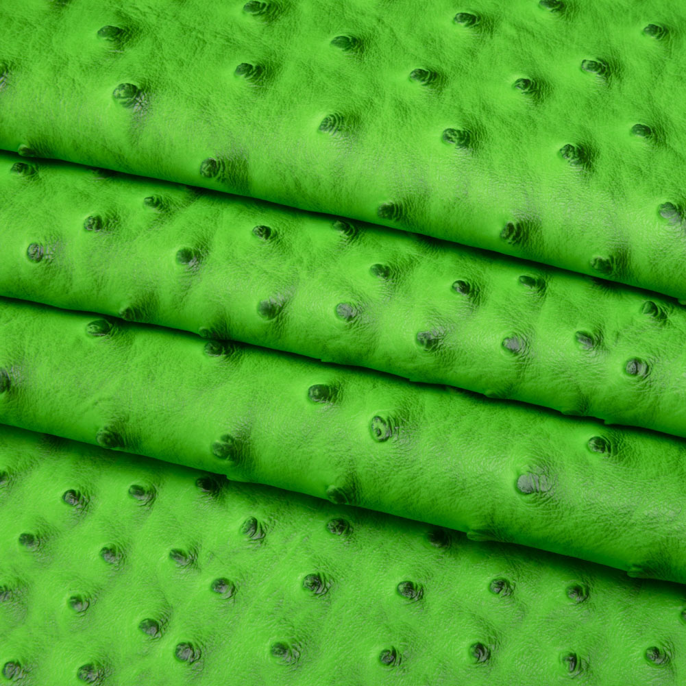 Kidepo Neon Green Faux Ostrich Leather Vinyl - Detail
