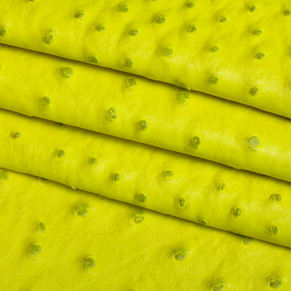 Kidepo Neon Yellow Faux Ostrich Leather Vinyl - Detail