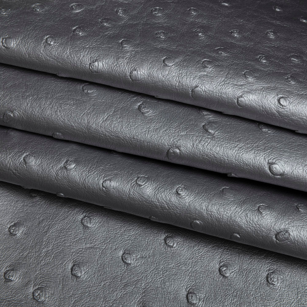 Kidepo Metallic Silver Faux Ostrich Leather Vinyl - Detail