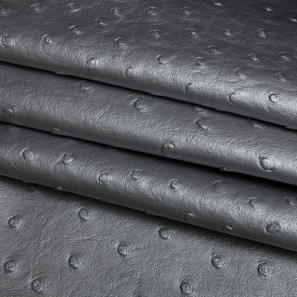 Kidepo Metallic Silver Faux Ostrich Leather Vinyl - Detail