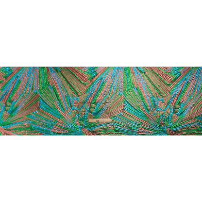 Metallic Copper, Kelly Green and Teal Radiating Lines Luxury Brocade - Drape