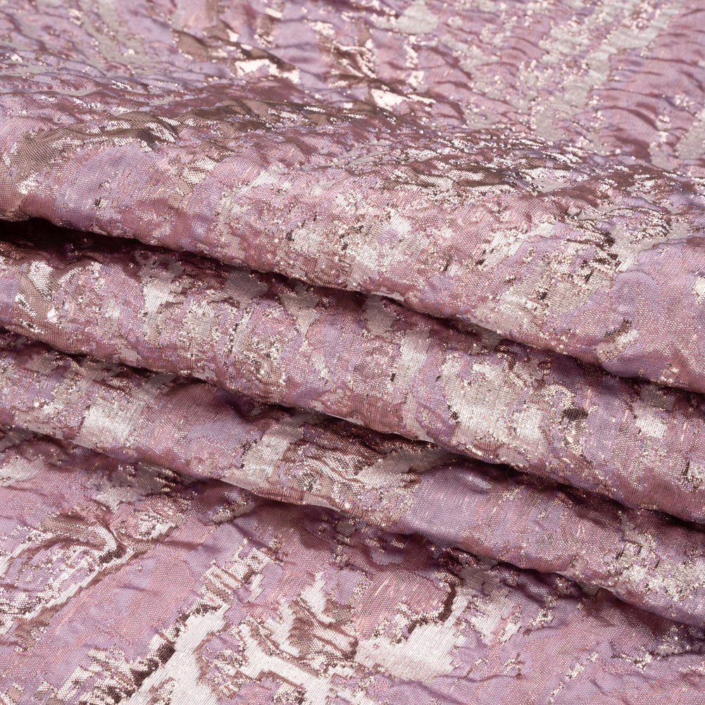 Metallic Rose Gold and Pink Abstract Waves Luxury Brocade - Full