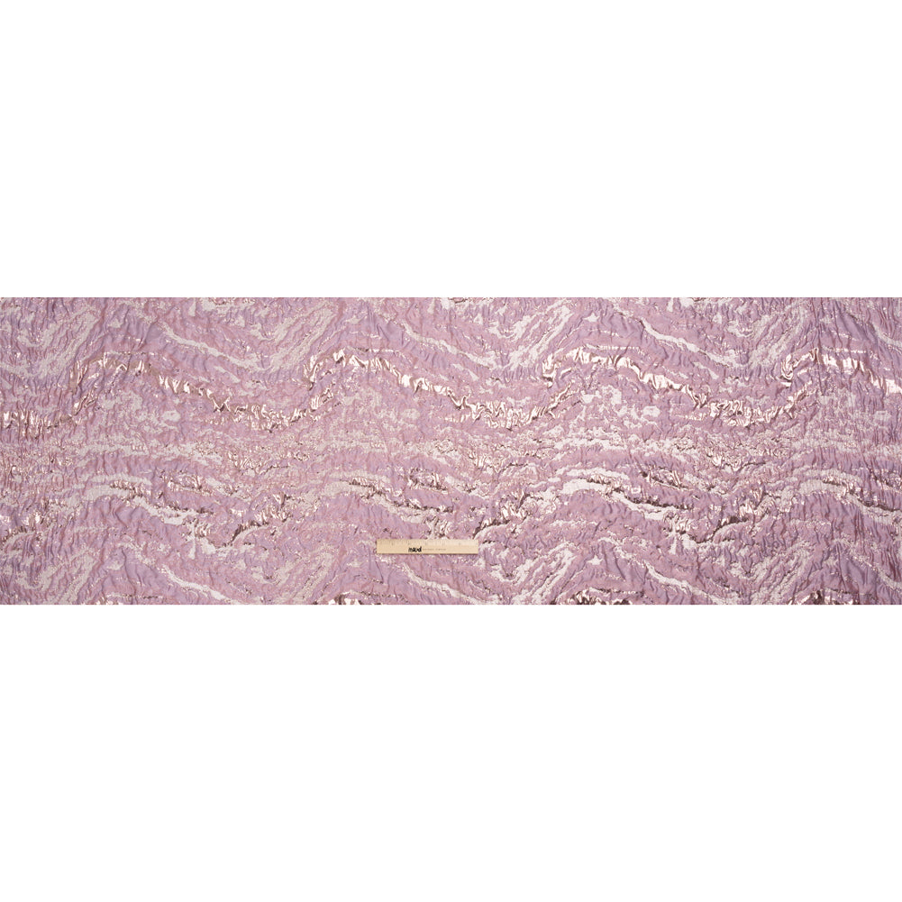 Metallic Rose Gold and Pink Abstract Waves Luxury Brocade - Drape
