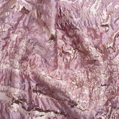 Metallic Rose Gold and Pink Abstract Waves Luxury Brocade