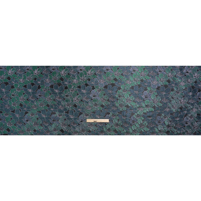 Metallic Black, Navy and Deep Green Floral Frolic Luxury Brocade Drape