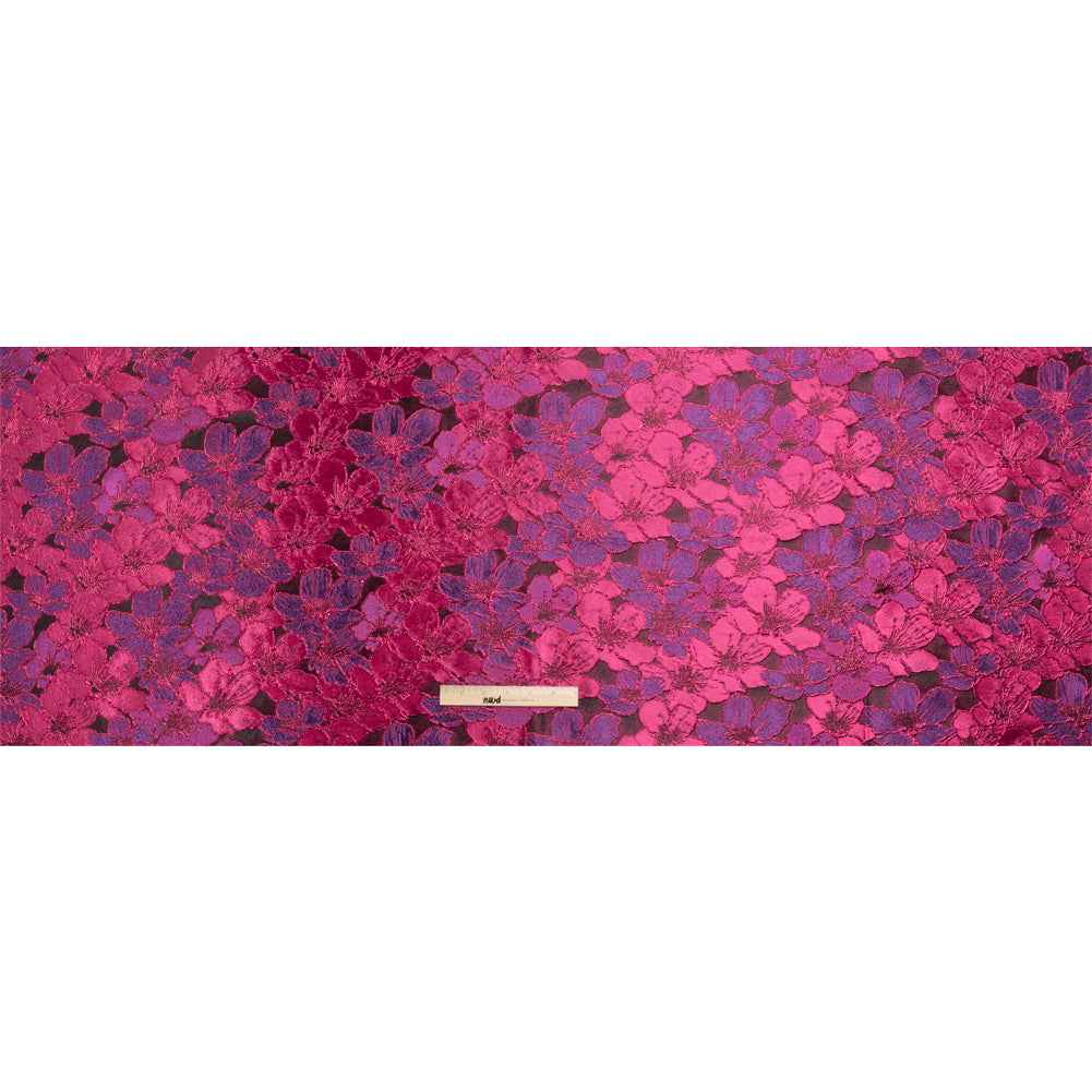 Metallic Hot Pink and Purple Floral Frolic Luxury Brocade Drape