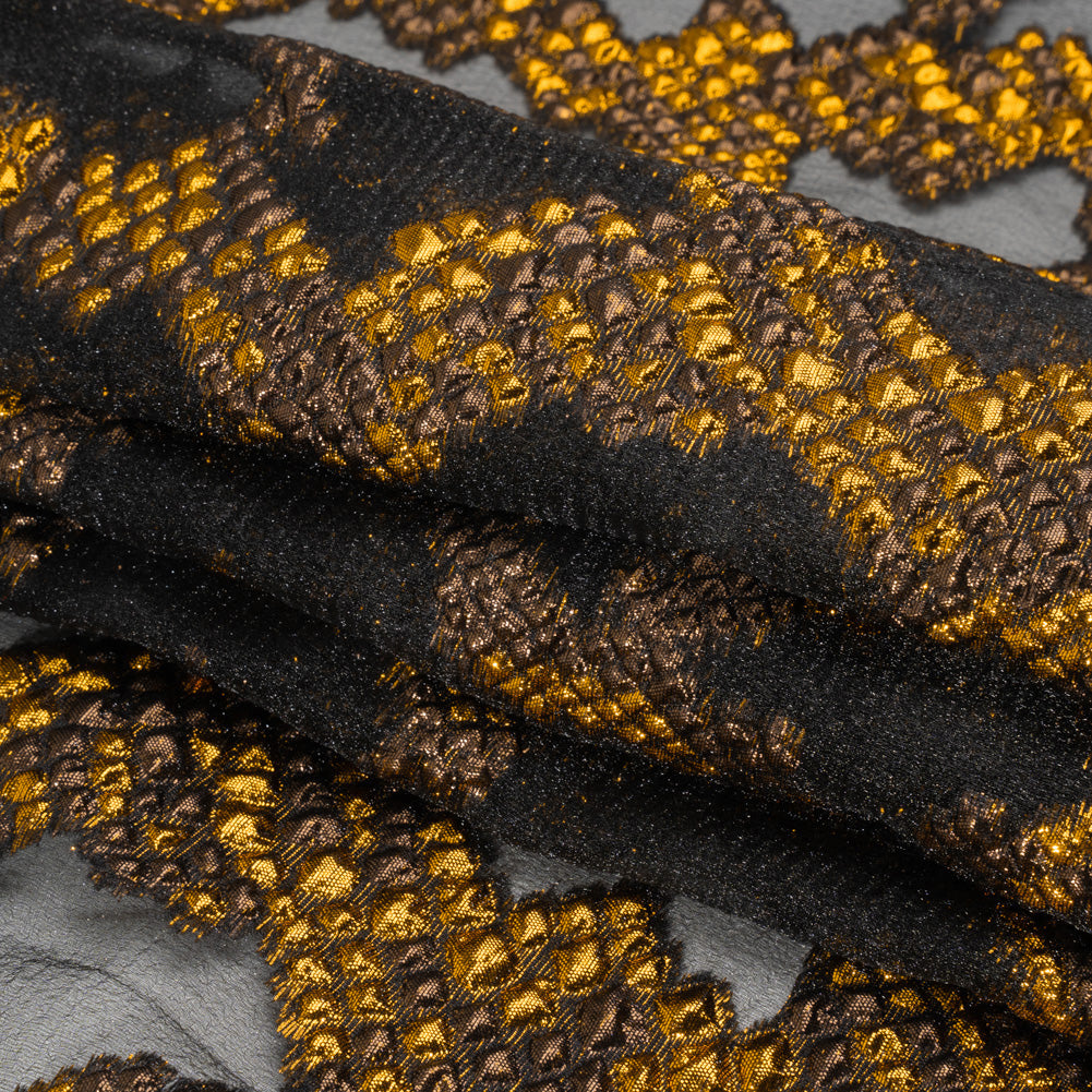Metallic Gold, Brown and Black Snakeskin Sprawl Burnout Luxury Brocade Full