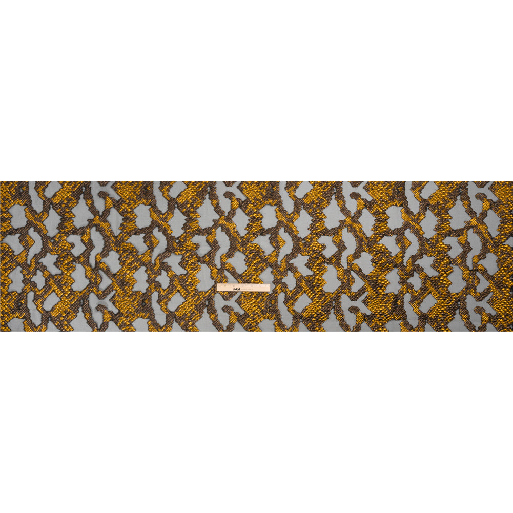 Metallic Gold, Brown and Black Snakeskin Sprawl Burnout Luxury Brocade Drape