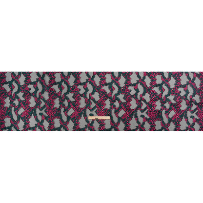 Metallic Fuchsia, Teal and Black Snakeskin Sprawl Burnout Luxury Brocade - Drape