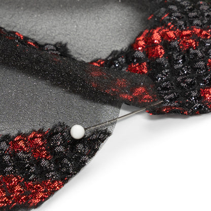 Metallic Red and Black Snakeskin Sprawl Burnout Luxury Brocade - Folded