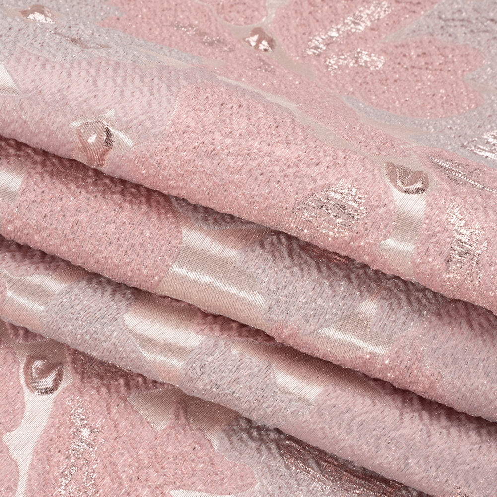 Metallic Rose Gold and Baby Pink Floating Blossoms Luxury Brocade Full