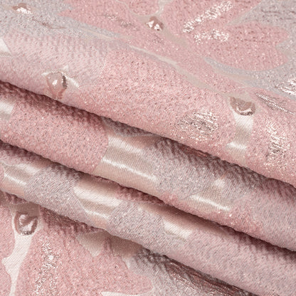 Metallic Rose Gold and Baby Pink Floating Blossoms Luxury Brocade Full