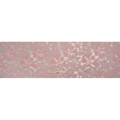 Metallic Rose Gold and Baby Pink Floating Blossoms Luxury Brocade Drape