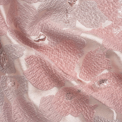 Metallic Rose Gold and Baby Pink Floating Blossoms Luxury Brocade