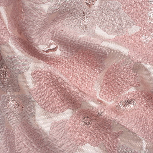 Metallic Rose Gold and Baby Pink Floating Blossoms Luxury Brocade