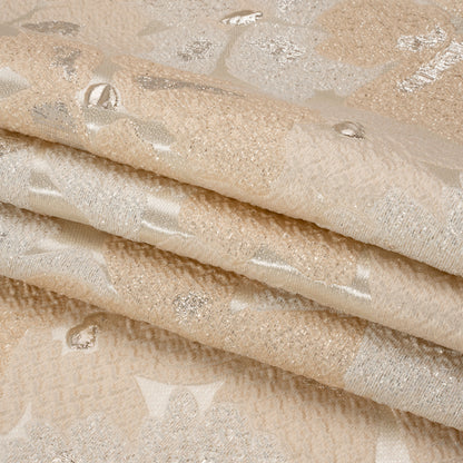 Metallic Silver, Beige and Cream Floating Blossoms Luxury Brocade Full