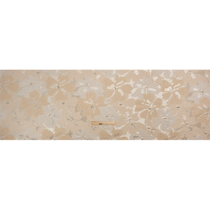 Metallic Silver, Beige and Cream Floating Blossoms Luxury Brocade Drape