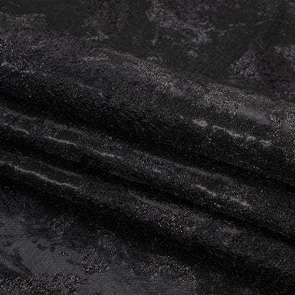 Metallic Black Painted Flowers Luxury Brocade - Full