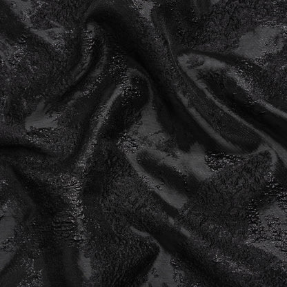 Metallic Black Painted Flowers Luxury Brocade