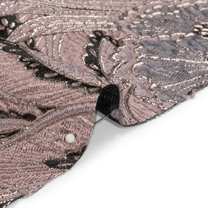Metallic Pink, Gray and Black Gleaming Garden Luxury Brocade Folded