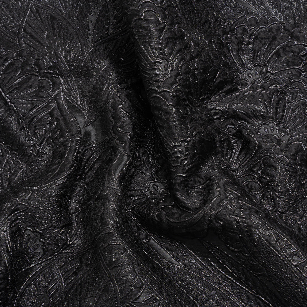 Metallic Black Gleaming Garden Luxury Brocade