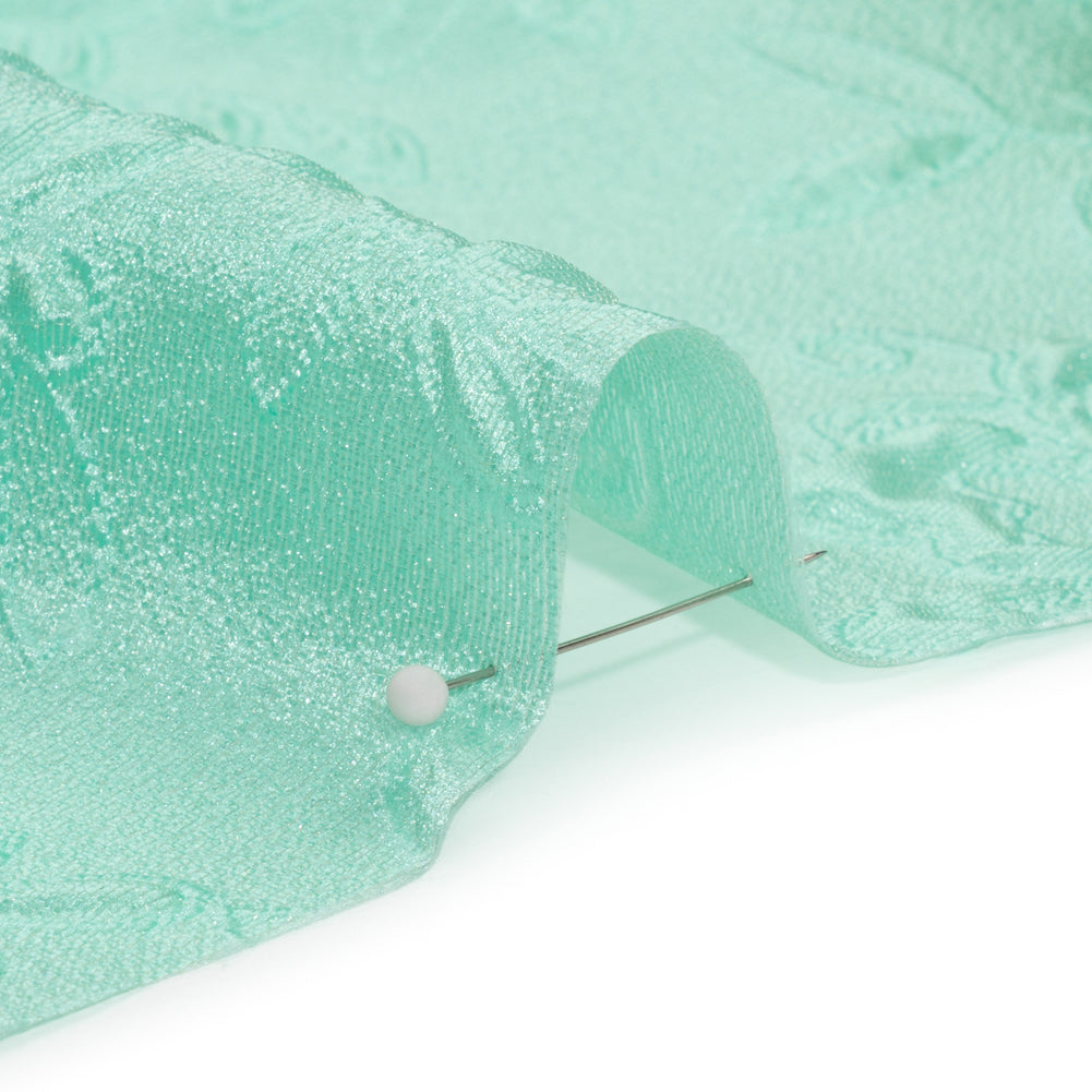 Luminous Seafoam Garden Party Lightweight Luxury Brocade Folded
