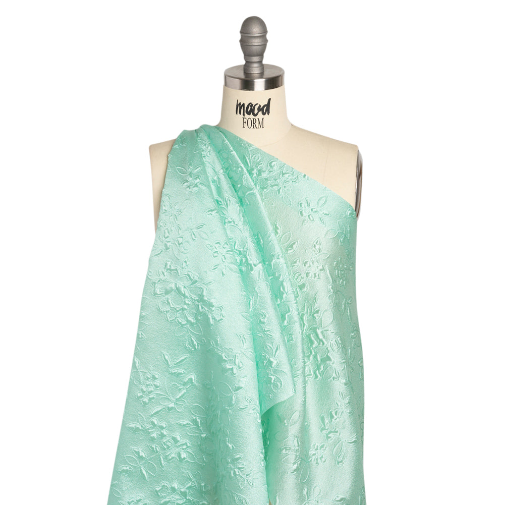 Luminous Seafoam Garden Party Lightweight Luxury Brocade Detail