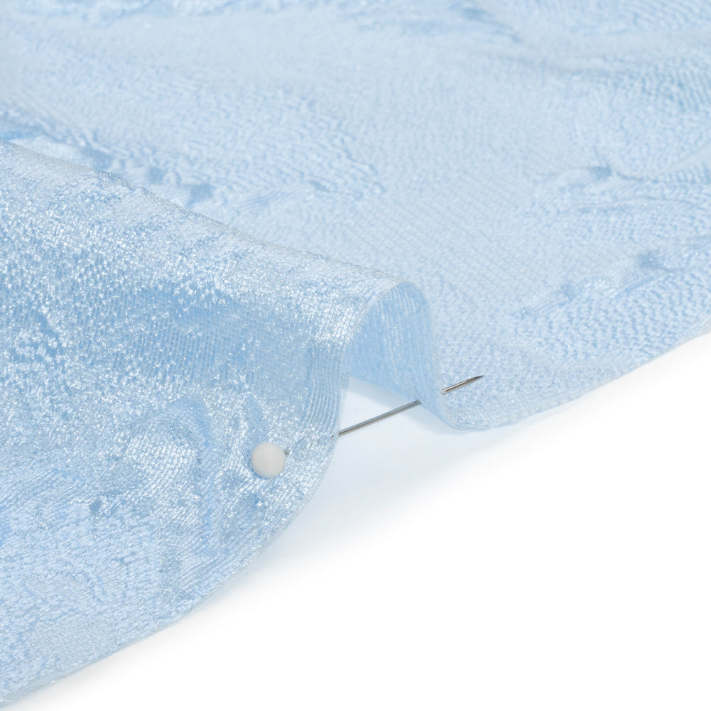 Luminous Light Blue Floral Lightweight Luxury Brocade - Folded