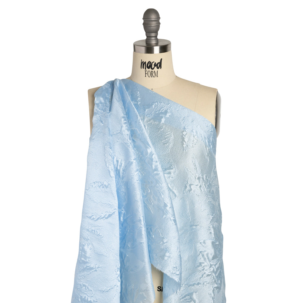 Luminous Light Blue Floral Lightweight Luxury Brocade - Detail