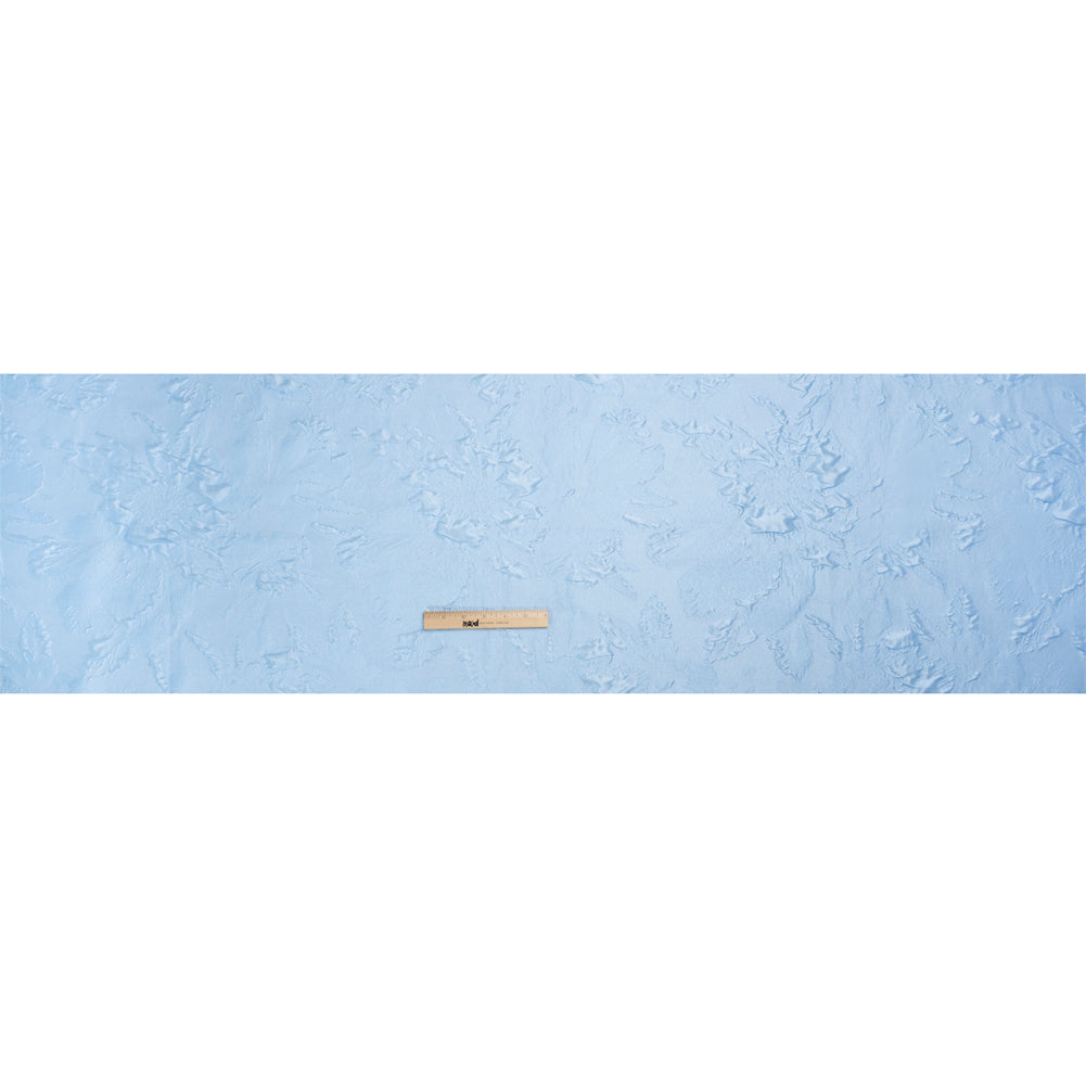 Luminous Light Blue Floral Lightweight Luxury Brocade - Drape