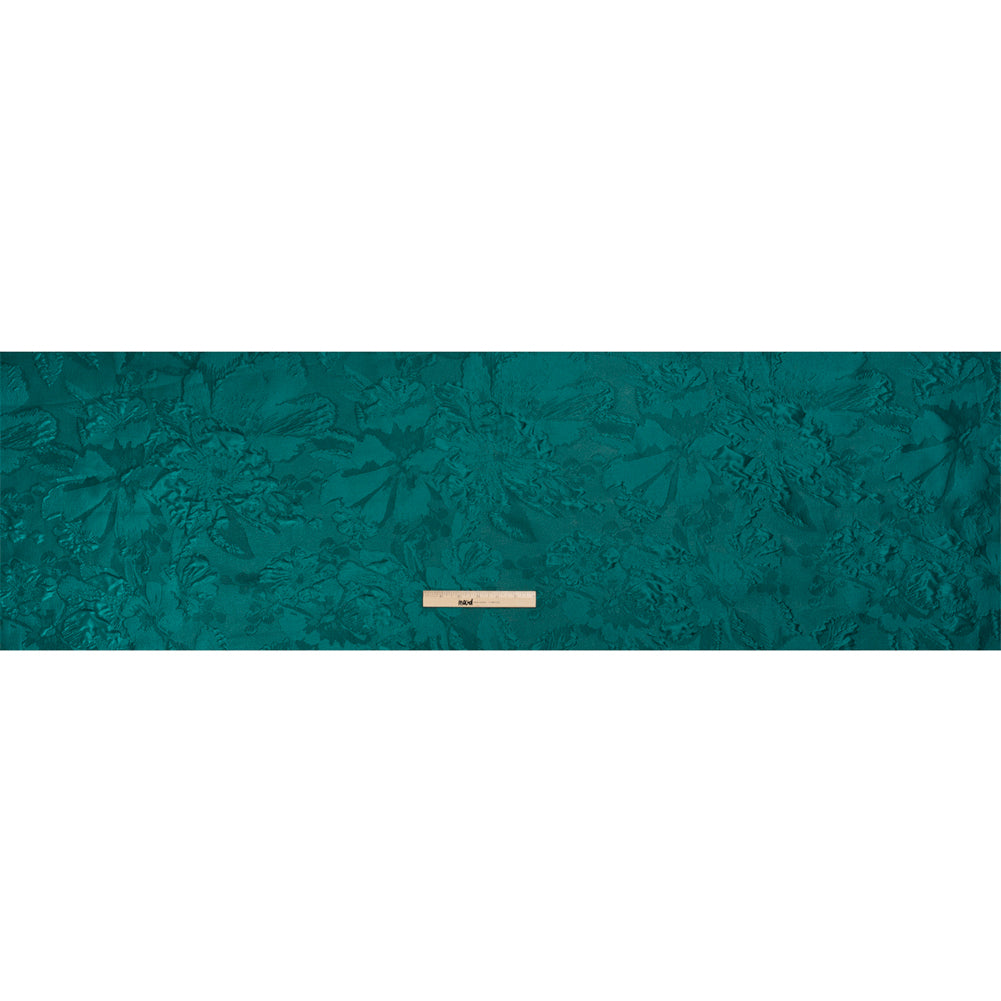 Luminous Teal Floral Lightweight Luxury Brocade Drape