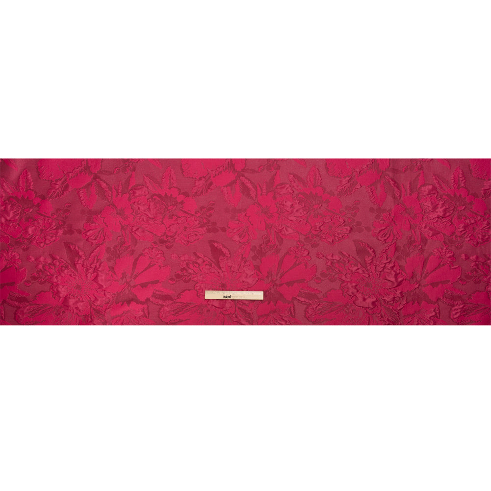 Luminous Fuchsia Floral Lightweight Luxury Brocade Drape