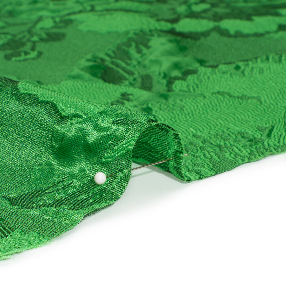 Luminous Green Floral Lightweight Luxury Brocade - Folded