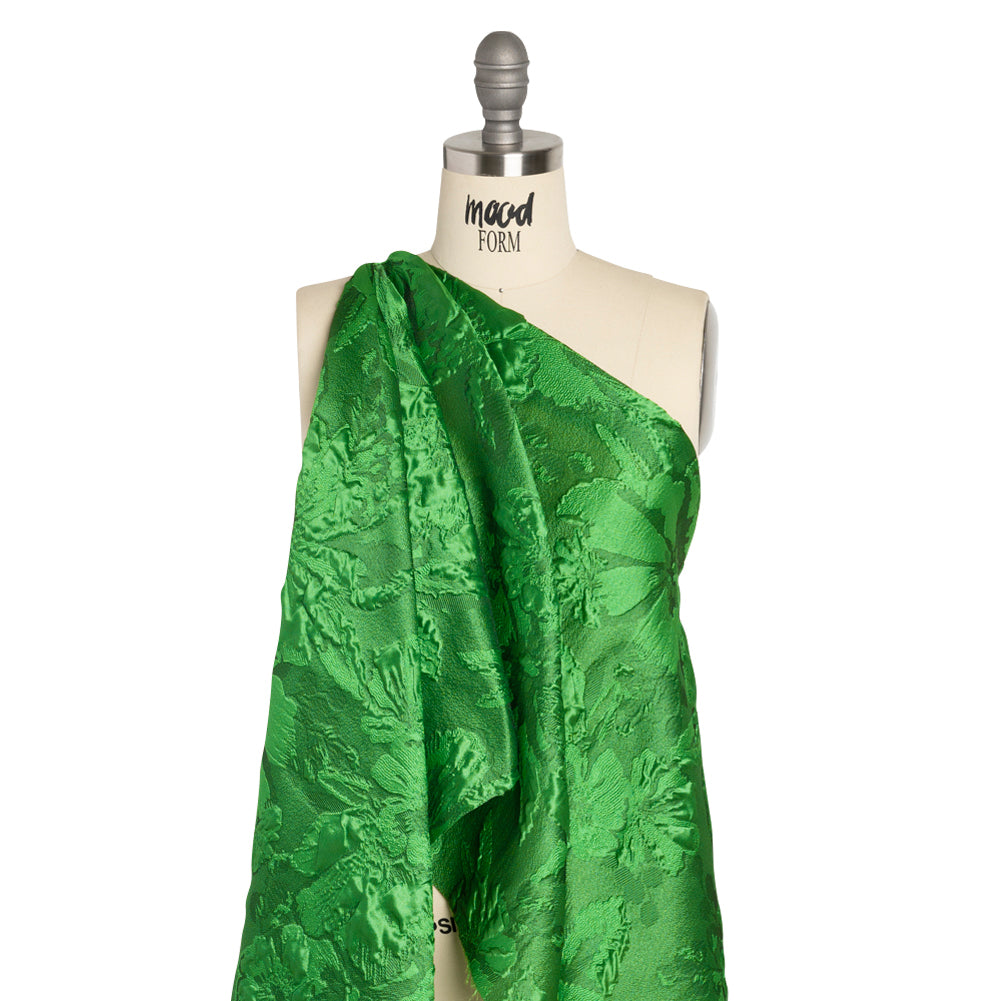 Luminous Green Floral Lightweight Luxury Brocade - Detail