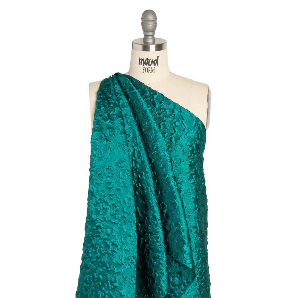 Luminous Teal Wild Spots Lightweight Luxury Brocade - Detail