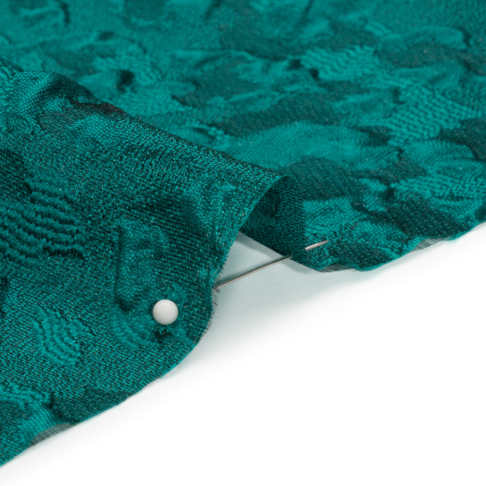 Luminous Teal Wild Spots Lightweight Luxury Brocade - Full