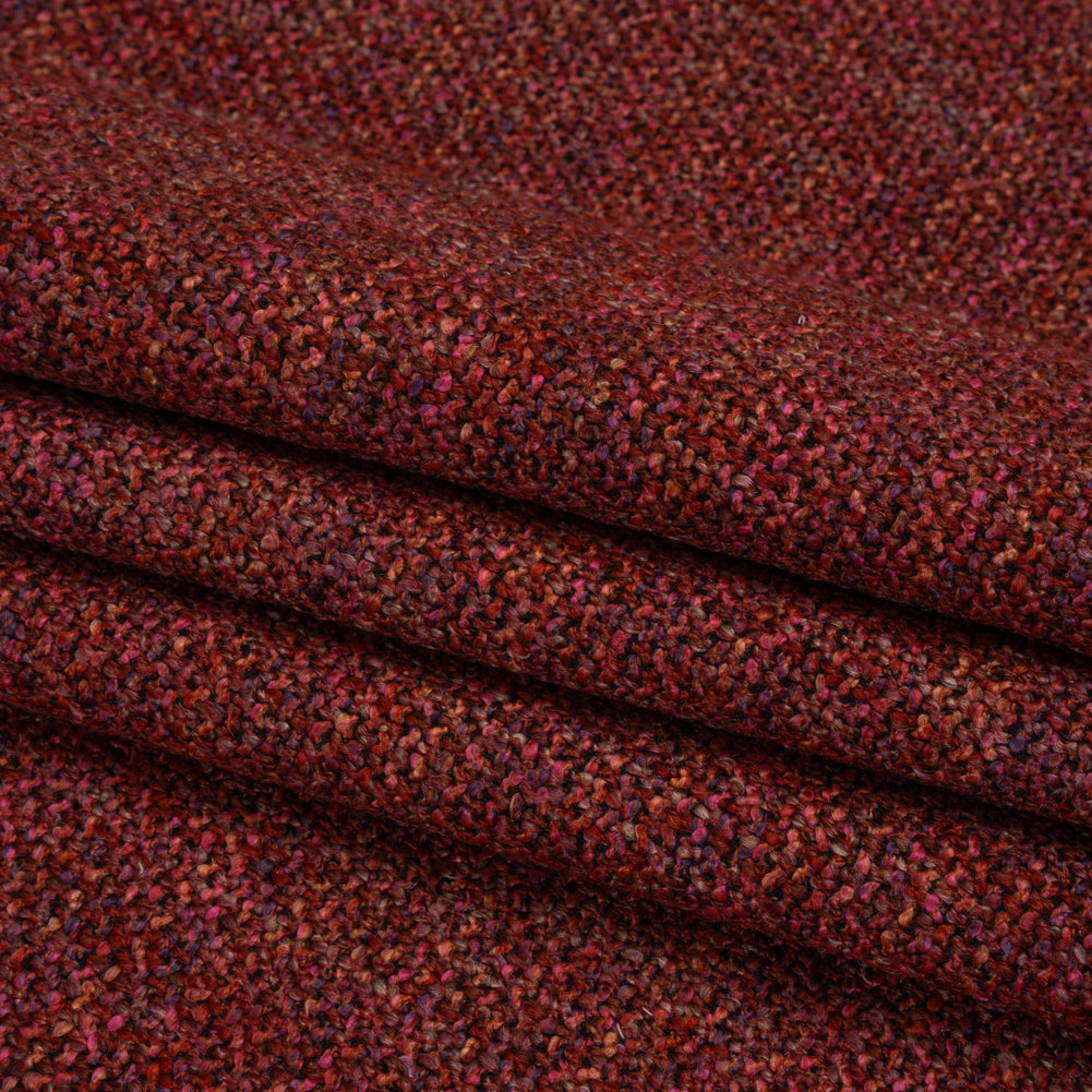 Acetate and Viscose Upholstery Tweed - Lipstick - Folded