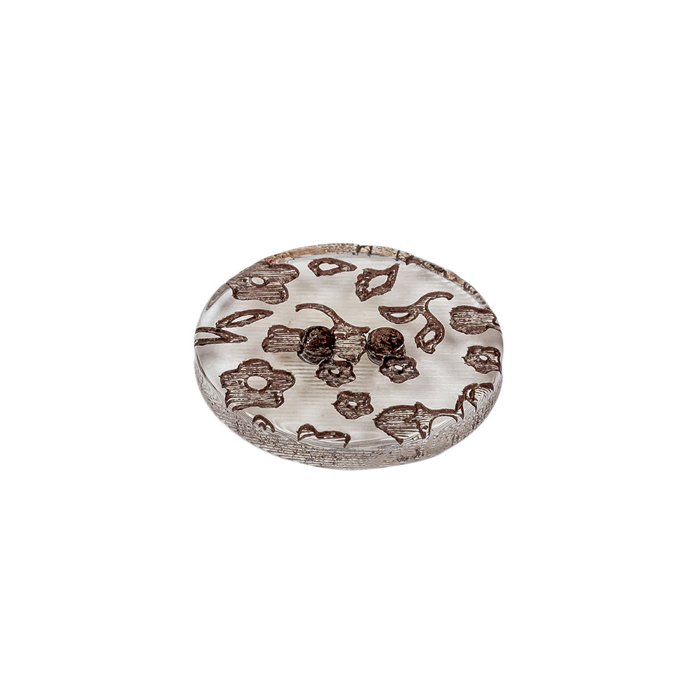 Clear Brown Plastic Button - 32L/20mm - Folded