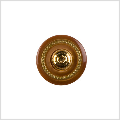 Brown/Gold Plastic Button - 32L/20mm