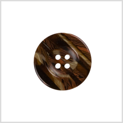 Brown, Beige and Orange Striped Plastic Button - 36L/23mm